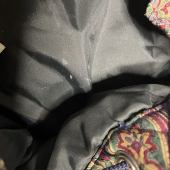 Vera Bradley Cotton Paisley Drawstring Sling Overnight Backpack Bag 9.75"x17" - Picture 14 of 16